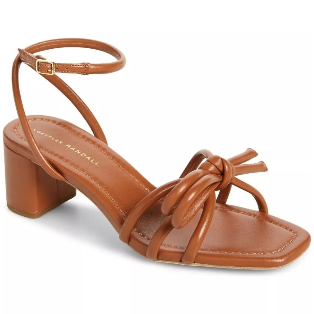 $330 LOEFFLER RANDALL Mikel BIG BOWS Crystal-Embellished Leather Sandal 7 (DB35)